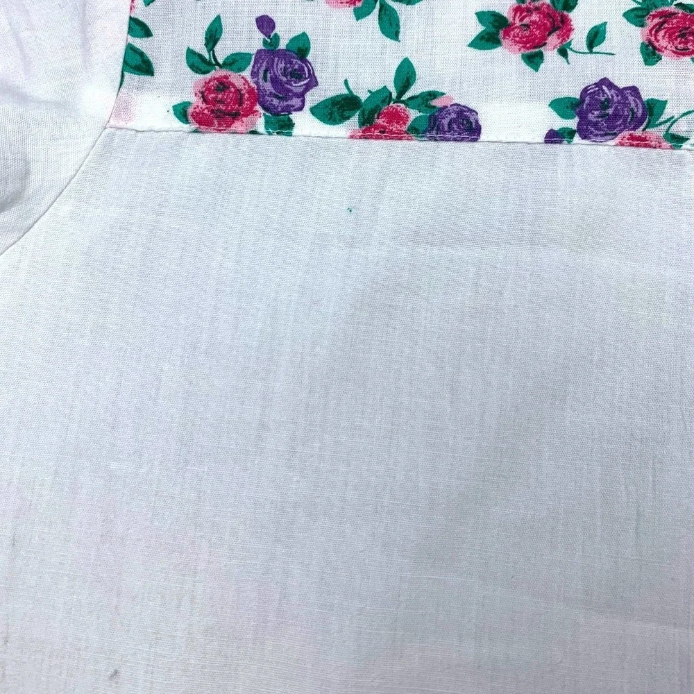 Vintage 90's Western Floral Button Up Short Sleeve Top Pink Purple White Small - Picture 3 of 8